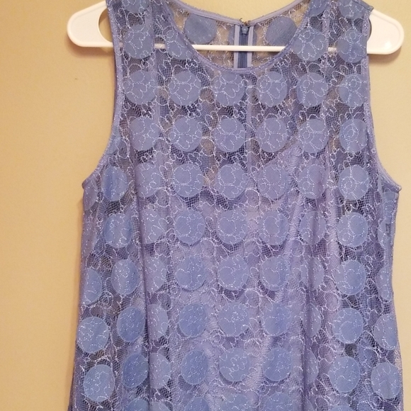 Donna Morgan blue polka dot lace tent dress - Picture 3 of 6
